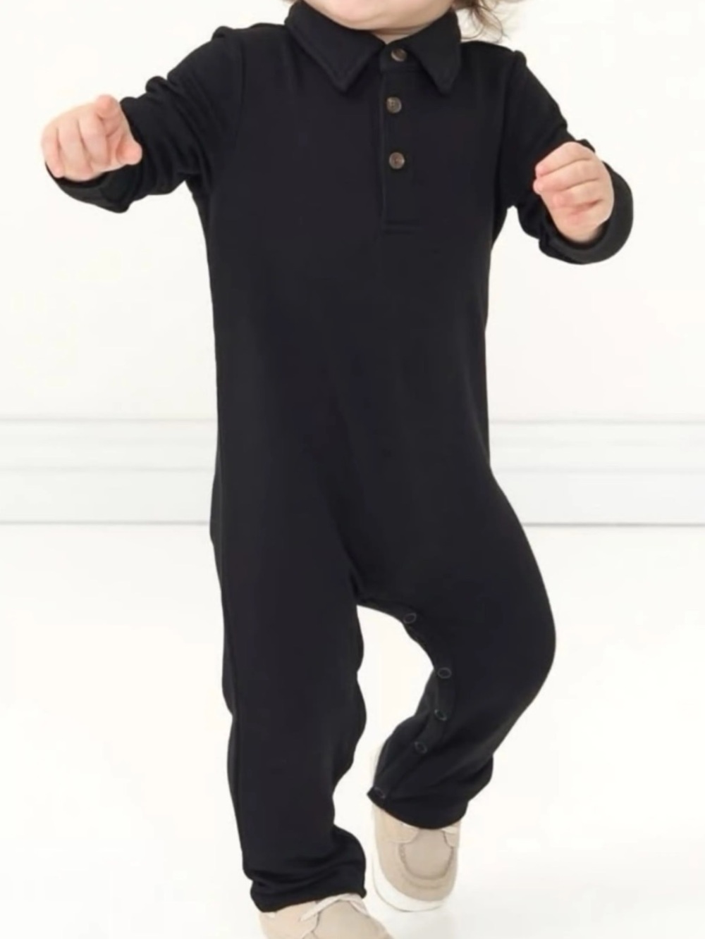Little Sleepies Play Polo Romper Black Size 6-12 Months